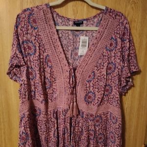 3x Torrid Gauze Lace Up Top